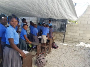 Grades 5-6 Meeting in school building without roof